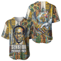 Léopold Sédar Senghor Baseball Jersey President Poete Portrait Futuristic African Robotic Handshake Earth and Flowers Unity - Wonder Print Shop