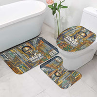 Léopold Sédar Senghor Bathroom Set President Poete Portrait Futuristic African Robotic Handshake Earth and Flowers Unity - Wonder Print Shop