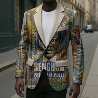 Léopold Sédar Senghor Blazer President Poete Portrait Futuristic African Robotic Handshake Earth and Flowers Unity - Wonder Print Shop