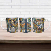 Léopold Sédar Senghor Ceramic Mug President Poete Portrait Futuristic African Robotic Handshake Earth and Flowers Unity - Wonder Print Shop