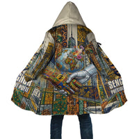 Léopold Sédar Senghor Cloak President Poete Portrait Futuristic African Robotic Handshake Earth and Flowers Unity - Wonder Print Shop