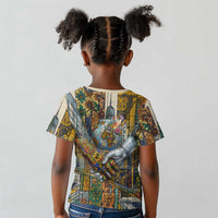 Léopold Sédar Senghor Kid T shirt President Poete Portrait Futuristic African Robotic Handshake Earth and Flowers Unity - Wonder Print Shop