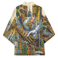 Léopold Sédar Senghor Kimono President Poete Portrait Futuristic African Robotic Handshake Earth and Flowers Unity - Wonder Print Shop