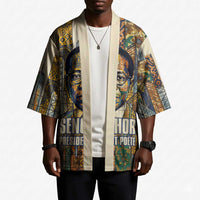 Léopold Sédar Senghor Kimono President Poete Portrait Futuristic African Robotic Handshake Earth and Flowers Unity - Wonder Print Shop