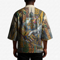 Léopold Sédar Senghor Kimono President Poete Portrait Futuristic African Robotic Handshake Earth and Flowers Unity - Wonder Print Shop