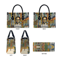 Léopold Sédar Senghor Leather Bag President Poete Portrait Futuristic African Robotic Handshake Earth and Flowers Unity - Wonder Print Shop