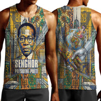 Léopold Sédar Senghor Men Tank Top President Poete Portrait Futuristic African Robotic Handshake Earth and Flowers Unity - Wonder Print Shop