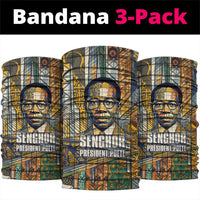 Léopold Sédar Senghor Neck Gaiter President Poete Portrait Futuristic African Robotic Handshake Earth and Flowers Unity - Wonder Print Shop