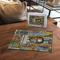 Léopold Sédar Senghor Puzzle President Poete Portrait Futuristic African Robotic Handshake Earth and Flowers Unity - Wonder Print Shop