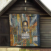 Léopold Sédar Senghor Quilt President Poete Portrait Futuristic African Robotic Handshake Earth and Flowers Unity - Wonder Print Shop