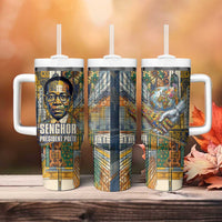Léopold Sédar Senghor Tumbler With Handle President Poete Portrait Futuristic African Robotic Handshake Earth and Flowers Unity - Wonder Print Shop