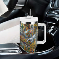 Léopold Sédar Senghor Tumbler With Handle President Poete Portrait Futuristic African Robotic Handshake Earth and Flowers Unity - Wonder Print Shop
