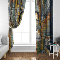 Léopold Sédar Senghor Window Curtain President Poete Portrait Futuristic African Robotic Handshake Earth and Flowers Unity - Wonder Print Shop