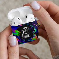 Funny Psychedelic Monkey Thinker AirPods Case Trippy Curiosity Vibes