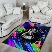 Funny Psychedelic Monkey Thinker Area Rug Trippy Curiosity Vibes