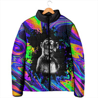 Funny Psychedelic Monkey Thinker Padded Jacket Trippy Curiosity Vibes