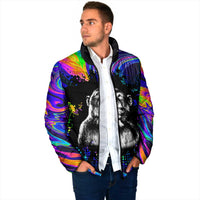 Funny Psychedelic Monkey Thinker Padded Jacket Trippy Curiosity Vibes