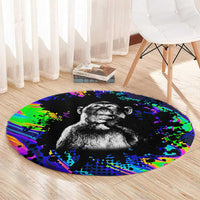 Funny Psychedelic Monkey Thinker Round Carpet Trippy Curiosity Vibes