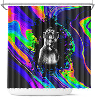Funny Psychedelic Monkey Thinker Shower Curtain Trippy Curiosity Vibes