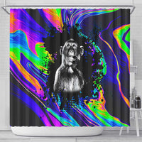 Funny Psychedelic Monkey Thinker Shower Curtain Trippy Curiosity Vibes