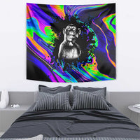 Funny Psychedelic Monkey Thinker Tapestry Trippy Curiosity Vibes