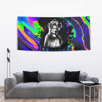 Funny Psychedelic Monkey Thinker Tapestry Trippy Curiosity Vibes
