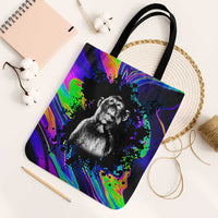 Funny Psychedelic Monkey Thinker Tote Bag Trippy Curiosity Vibes