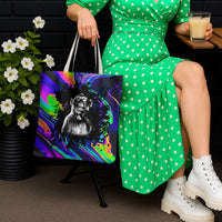 Funny Psychedelic Monkey Thinker Tote Bag Trippy Curiosity Vibes