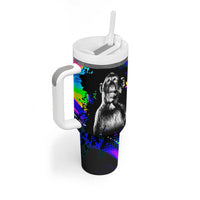 Funny Psychedelic Monkey Thinker Tumbler With Handle Trippy Curiosity Vibes