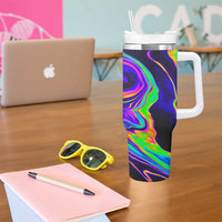 Funny Psychedelic Monkey Thinker Tumbler With Handle Trippy Curiosity Vibes