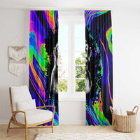 Funny Psychedelic Monkey Thinker Window Curtain Trippy Curiosity Vibes