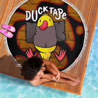 Funny Duck Tape Pun Art Beach Blanket Quirky Cartoon Duck Humor