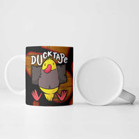Funny Duck Tape Pun Art Ceramic Mug Quirky Cartoon Duck Humor