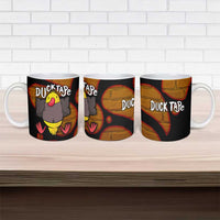 Funny Duck Tape Pun Art Ceramic Mug Quirky Cartoon Duck Humor