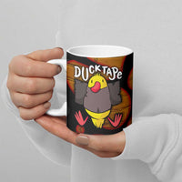 Funny Duck Tape Pun Art Ceramic Mug Quirky Cartoon Duck Humor