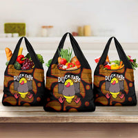 Funny Duck Tape Pun Art Grocery Bag Quirky Cartoon Duck Humor