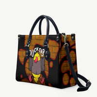 Funny Duck Tape Pun Art Leather Bag Quirky Cartoon Duck Humor
