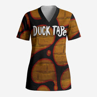 Funny Duck Tape Pun Art Scrub Top Quirky Cartoon Duck Humor