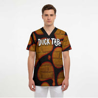 Funny Duck Tape Pun Art Scrub Top Quirky Cartoon Duck Humor