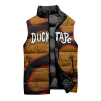 Funny Duck Tape Pun Art Sleeveless Puffer Jacket Quirky Cartoon Duck Humor