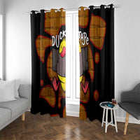 Funny Duck Tape Pun Art Window Curtain Quirky Cartoon Duck Humor
