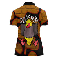 Funny Duck Tape Pun Art Women Polo Shirt Quirky Cartoon Duck Humor