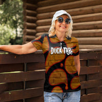 Funny Duck Tape Pun Art Women Polo Shirt Quirky Cartoon Duck Humor