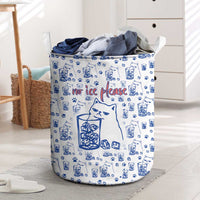 No Ice Please Cat Laundry Basket Grumpy Cat with Drink Humor