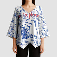 No Ice Please Cat Kimono Sleeve Blouse Grumpy Cat with Drink Humor