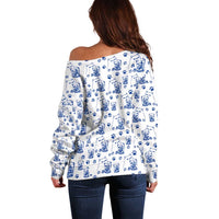 No Ice Please Cat Off Shoulder Sweater Grumpy Cat with Drink Humor