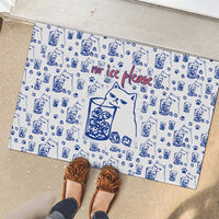 No Ice Please Cat Rubber Doormat Grumpy Cat with Drink Humor