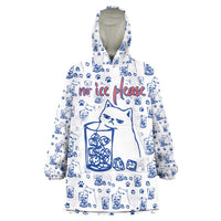 No Ice Please Cat Wearable Blanket Hoodie Grumpy Cat with Drink Humor