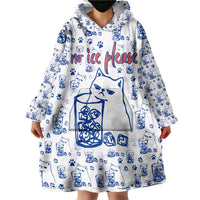 No Ice Please Cat Wearable Blanket Hoodie Grumpy Cat with Drink Humor