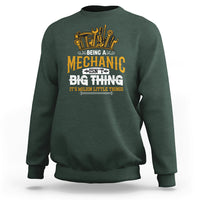 Men's mechanic graphic crewneck sweatshirt, dark forest green, long sleeves